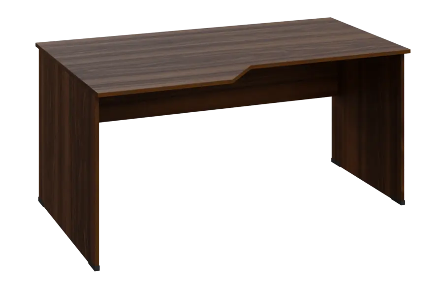 EZL 18 - 166 stůl kancelářský, rohový, levý, dřevěná podnož, deska 18 mm, široký 1600 mm, ořech královský